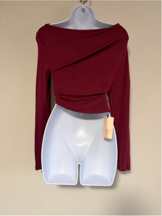 SHEIN BAE Size Extra Small Burgundy Asymmetrical Off Shoulder Crop Top NWT