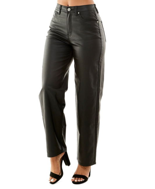 Almost Famous Size 7 Crave Fame 90s Faux-Leather Wide-Leg Jeans NWT