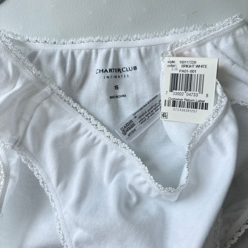Charter Club Women's Small 3 Pack 100% Cotton White Brief Underwear NWT L1