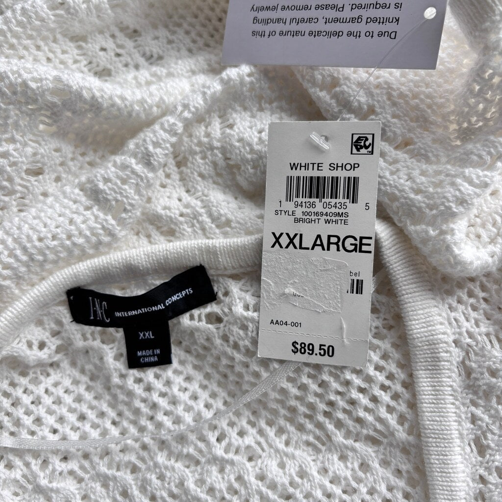 INC International Concepts XXL White Crocheted Cardigan Duster Sweater NWT