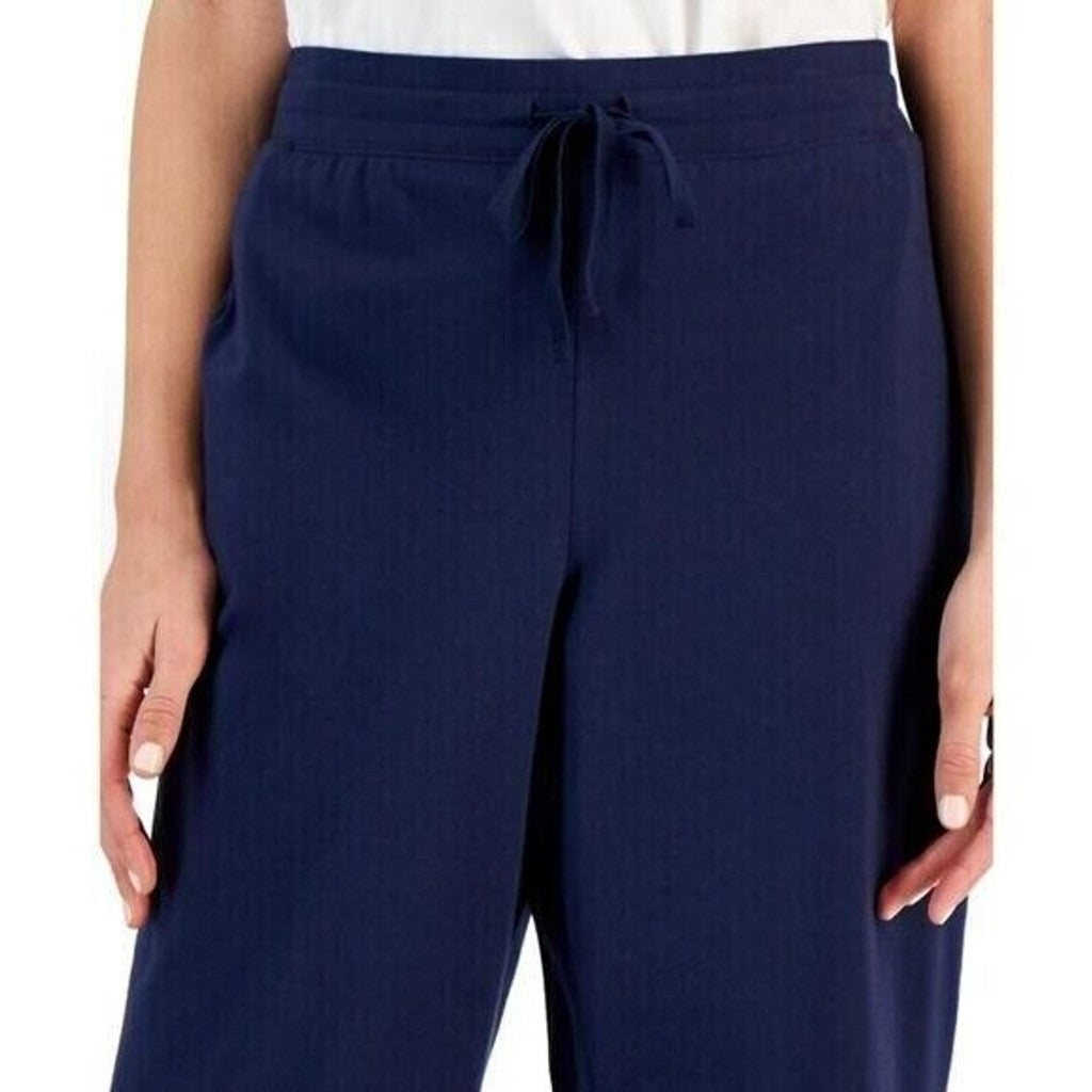 Karen Scott Knit Capri Pull on Navy Blue Capri Jogger / Sweat Pants NWT