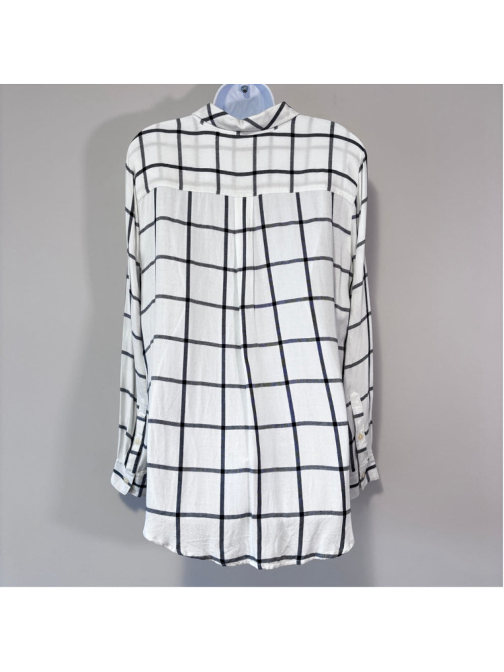 Style & Co Women's Large White Plaid Button-Front Collared Shirt NWT
