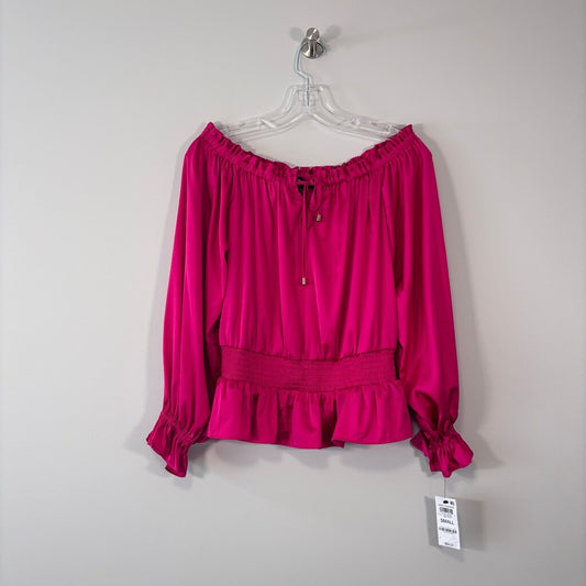 INC International Concepts Women's Small Hot Pink Off-The-Shoulder Top NWT