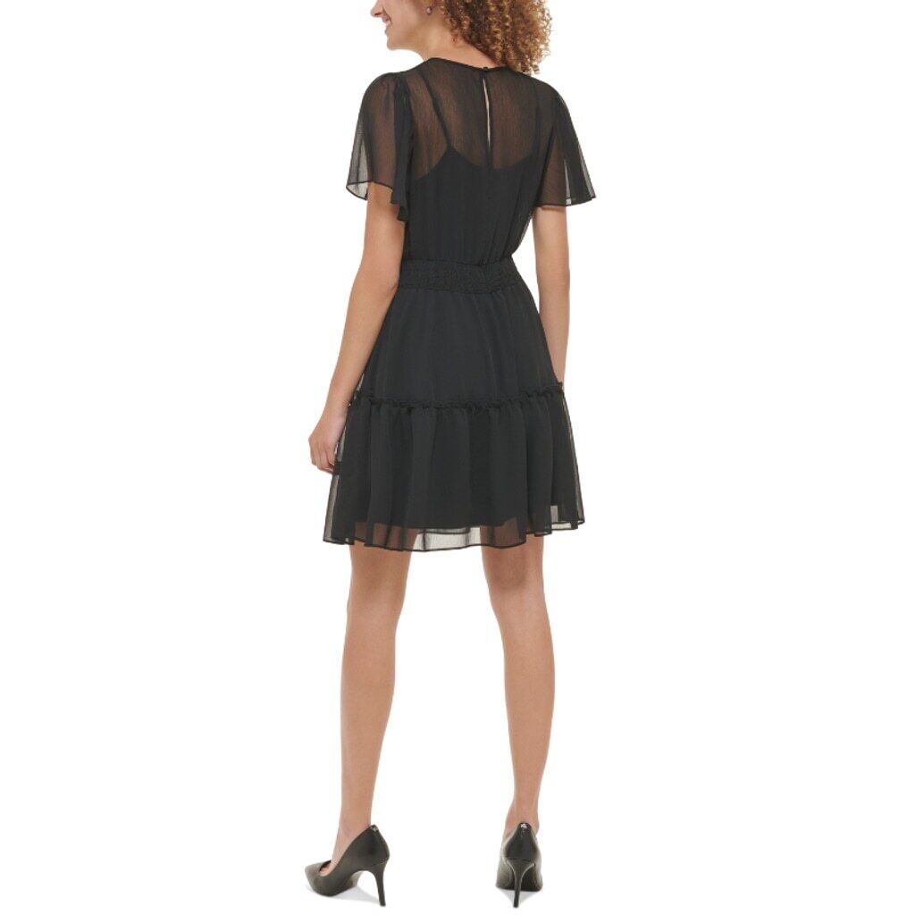 Karl Lagerfeld Paris Women's Crinkle Chiffon Dress NWT