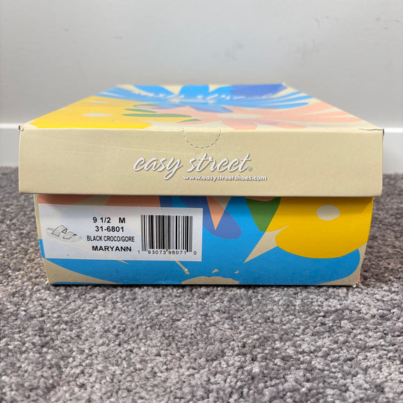 Easy Street Women's 9.5 Black Maryann Wedge Walking Sandals / Shoes NIB