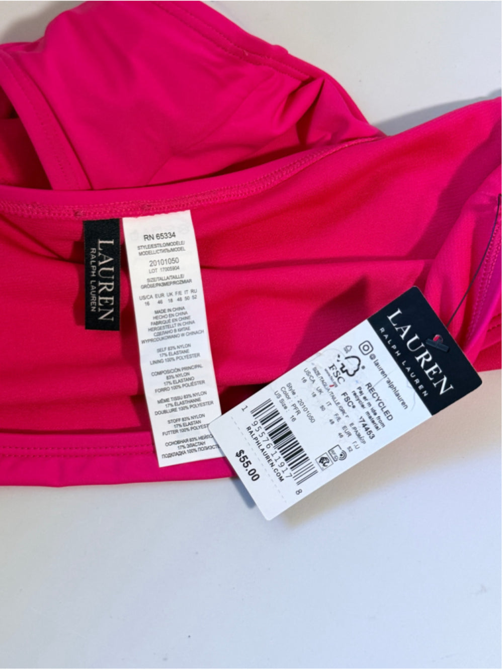 Ralph Lauren Size 16 Hot Pink Beach Club Hipster Designer Bikini Bottoms NWT