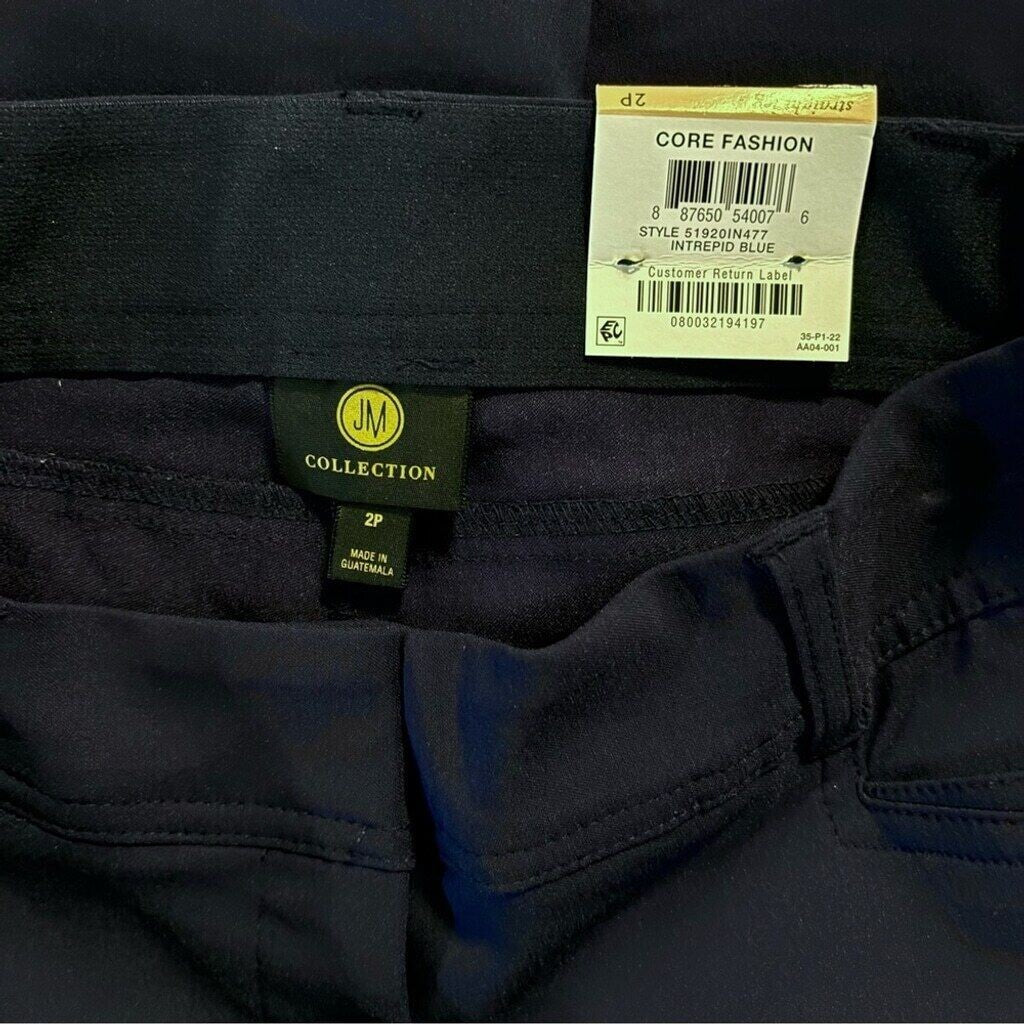 JM Collection Petite Tummy-Control Curvy Fit Navy Dress Pants NWT