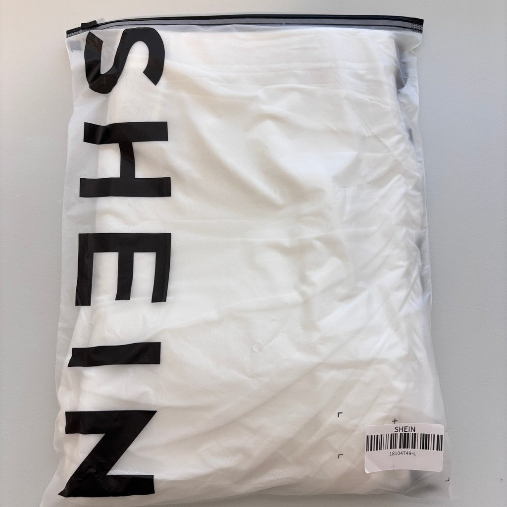 Shein Women's Large White Mesh Draped / Ruched-Side Midi Skirt NIB