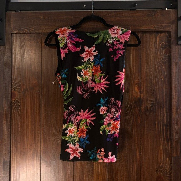 I.N.C. International Concepts Size XS Floral Printed Mesh Crossover Top NWT