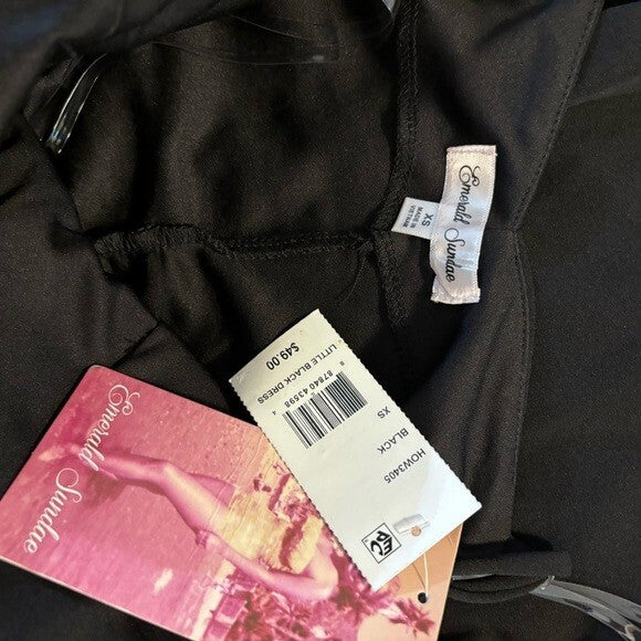 EMERALD SUNDAE Black Asymmetrical-Hem Mini Bodycon Strappy Dress NWT