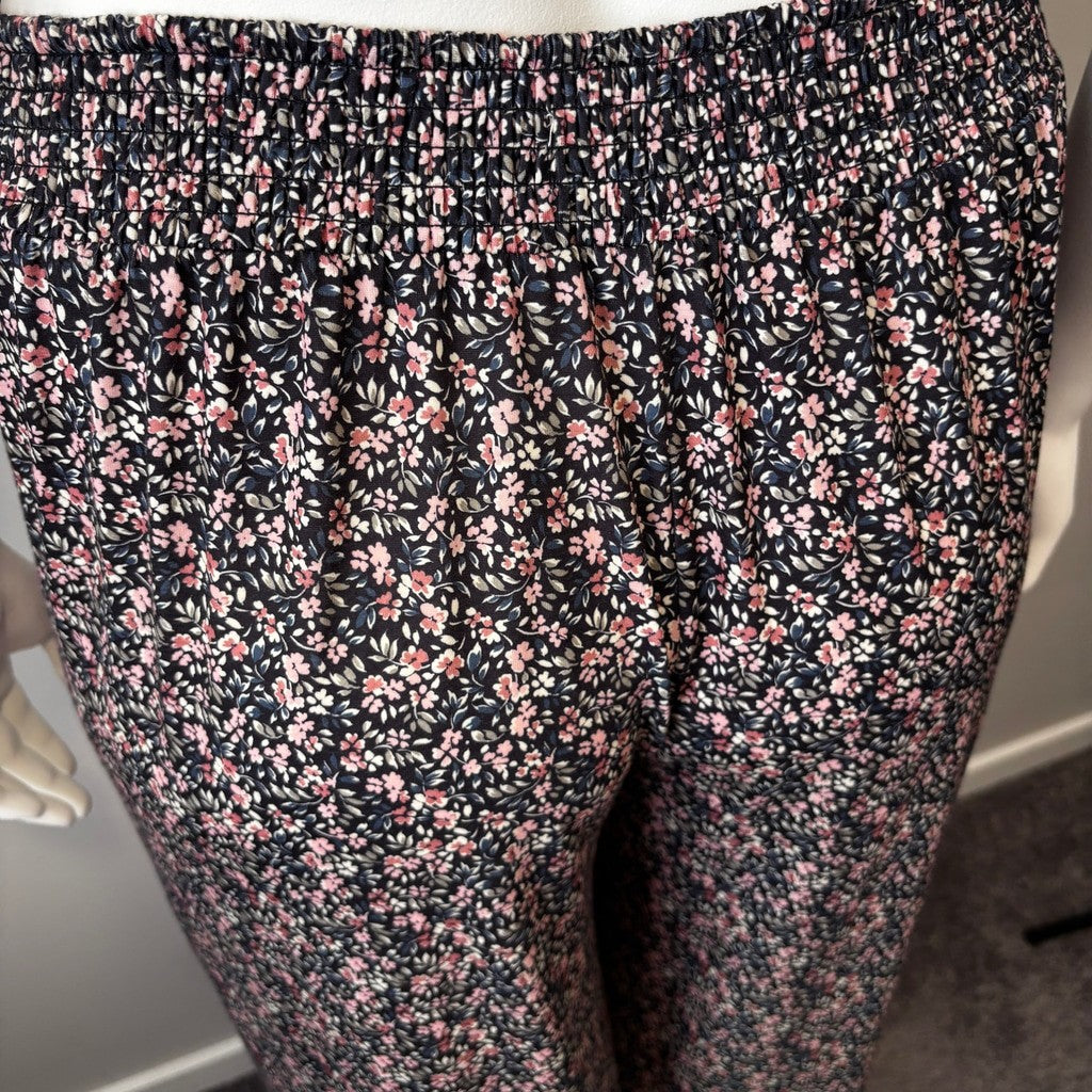 Tinsel Women's Extra Large Petite Navy Floral Print Wide-Leg Pants NWT