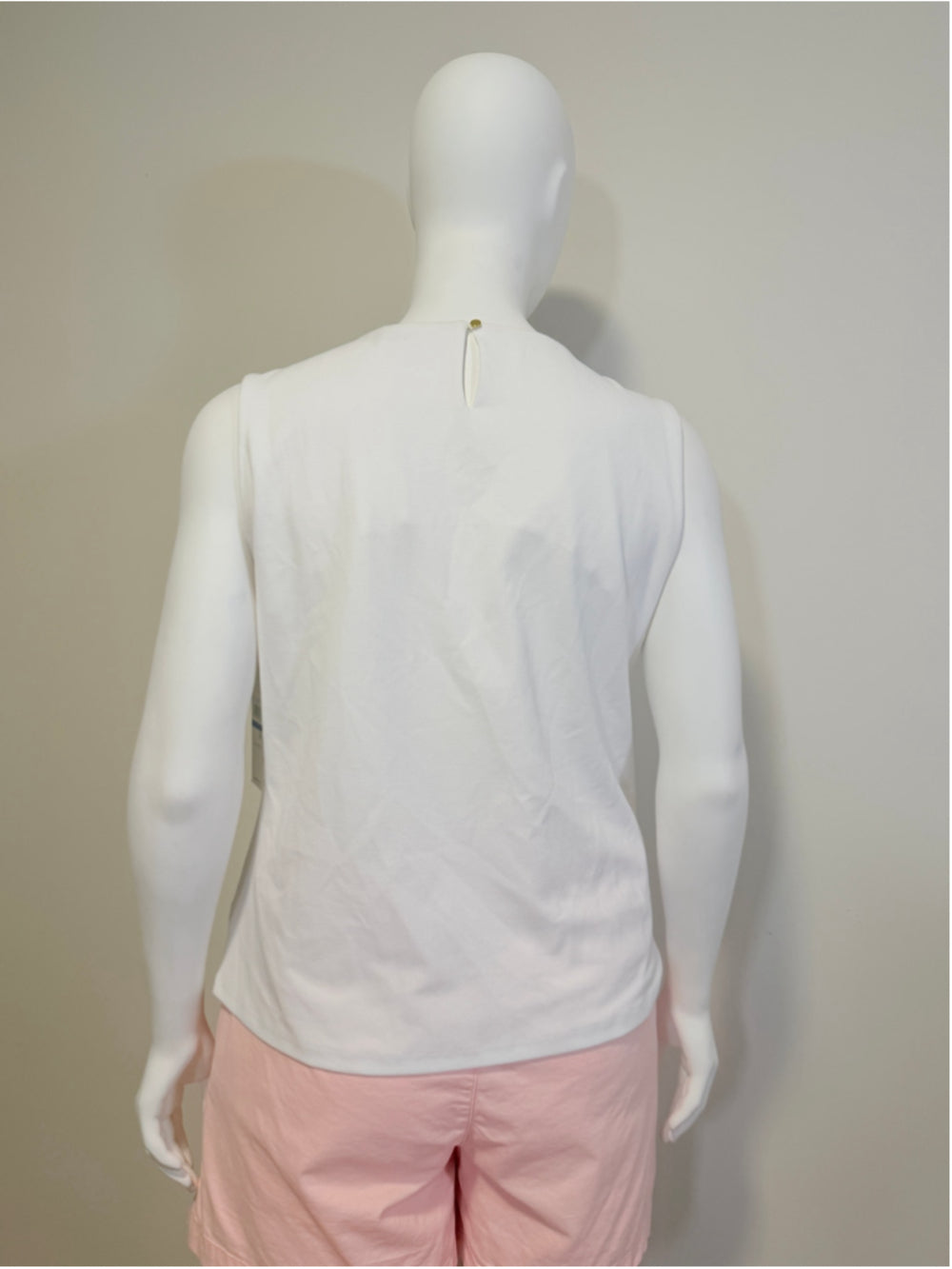 Calvin Klein Women's XL White Sleeveless Pleated Blouse w/ Gold Detail NWT