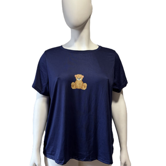 SHEIN Navy Blue Teddy Bear Graphic T-Shirt 2XL NWT