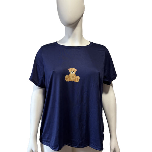 SHEIN Navy Blue Teddy Bear Graphic T-Shirt 2XL NWT