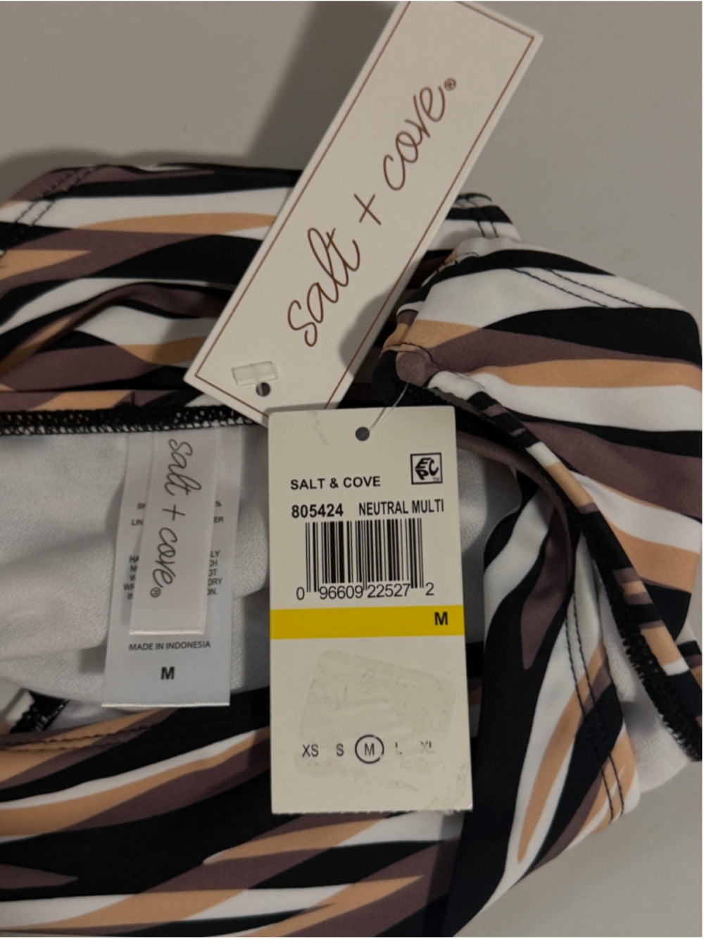 Salt + Cove Size Medium Brown, Black & White Striped Hipster Bikini Bottoms NWT