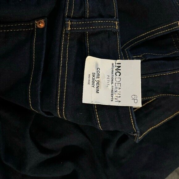 I.N.C. International Concepts Petite Mid Rise Dark Wash Skinny Jeans NWT