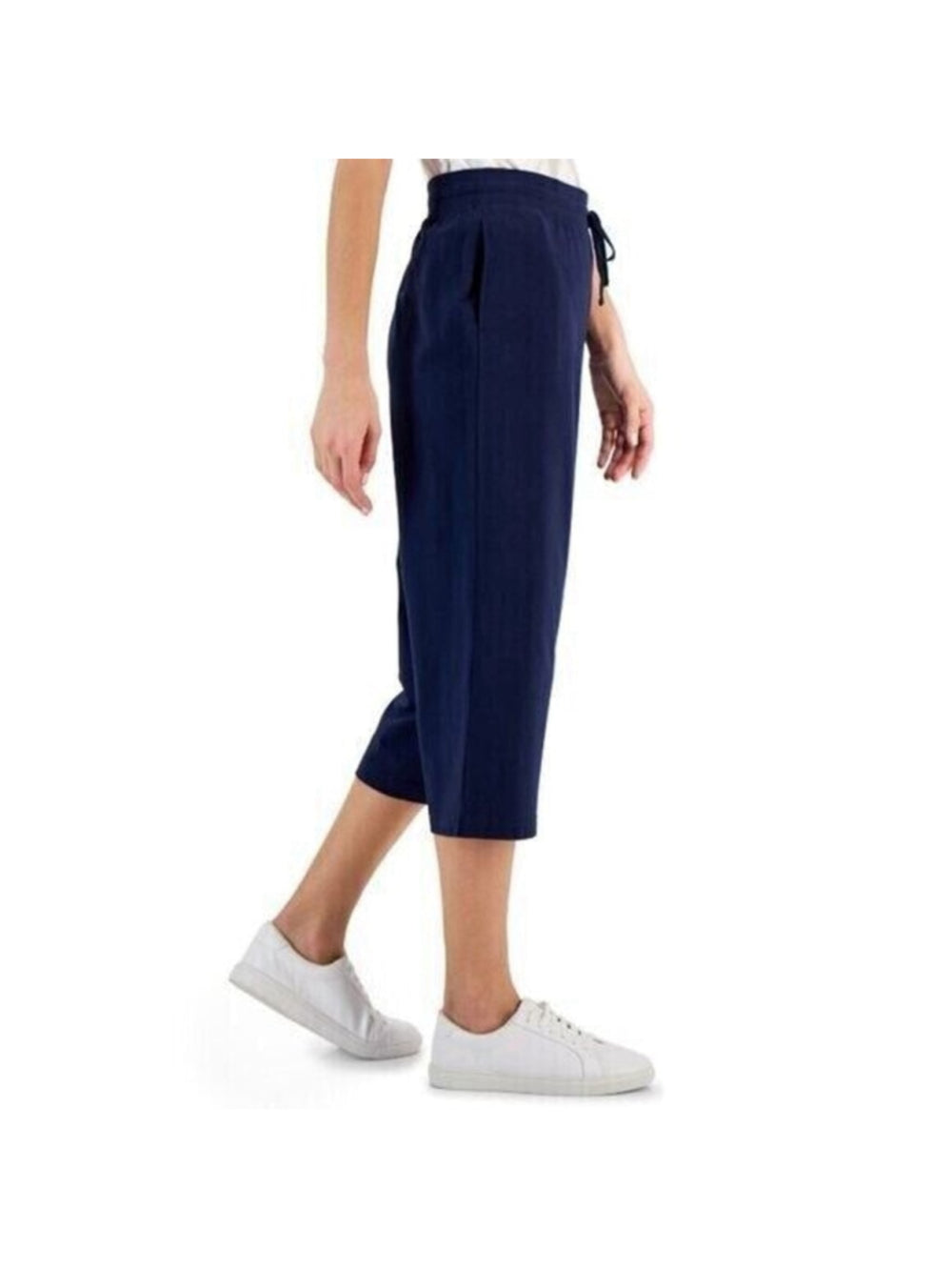 Karen Scott Small Knit Capri Pull on Navy Blue Capri Jogger / Sweat Pants NWT