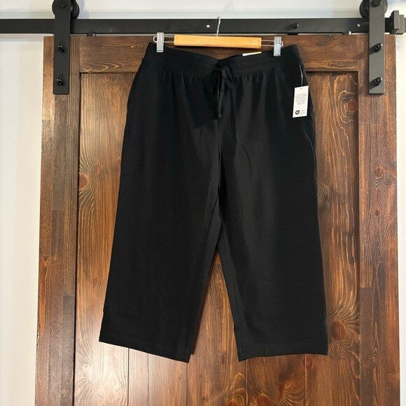 Karen Scott Knit Capri Pull on Black Short Capri Jogger / Sweat Pants NWT