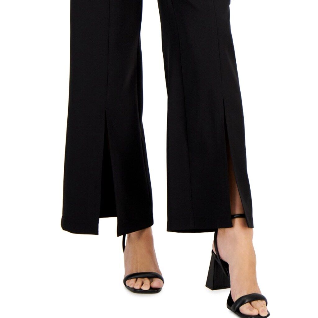 INC International Concepts XS Black High Rise Front-Slit Flare Leg Pants NWT