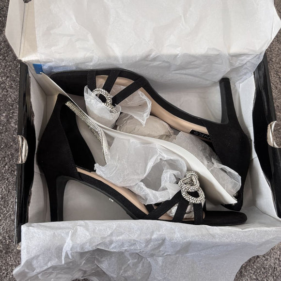 Jones New York Women's 10 Black Tarrie Rhinestone Bow Stiletto Heels NIB