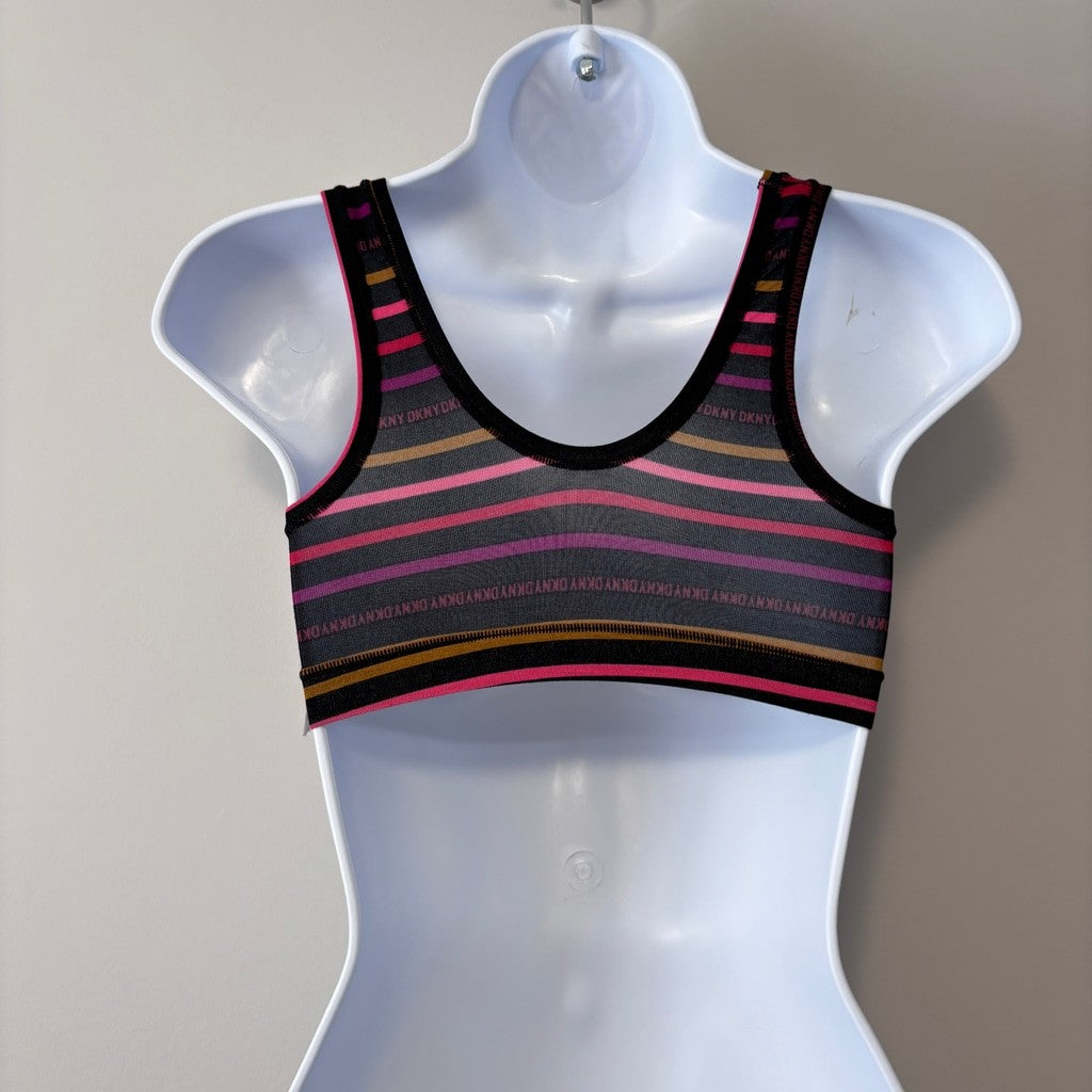DKNY Women's Size Small Black Multicolor Striped Modal Bralette NWT