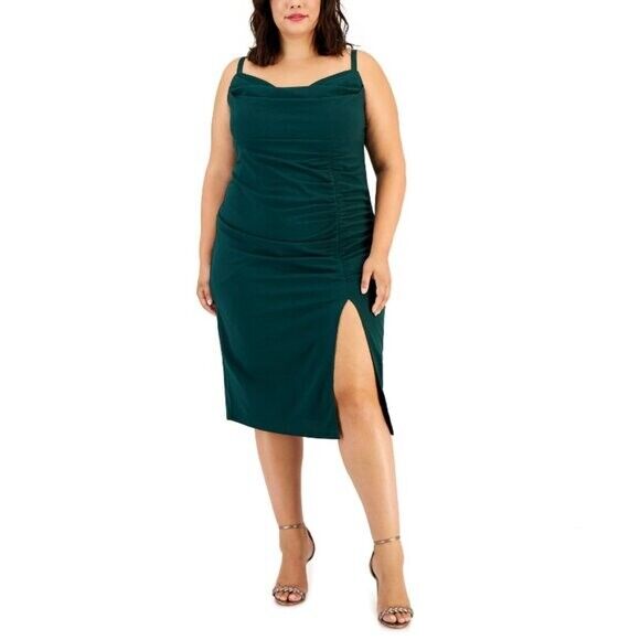 EMERALD SUNDAE Plus Size 18W Draped Dark Green Midi Dress NWT