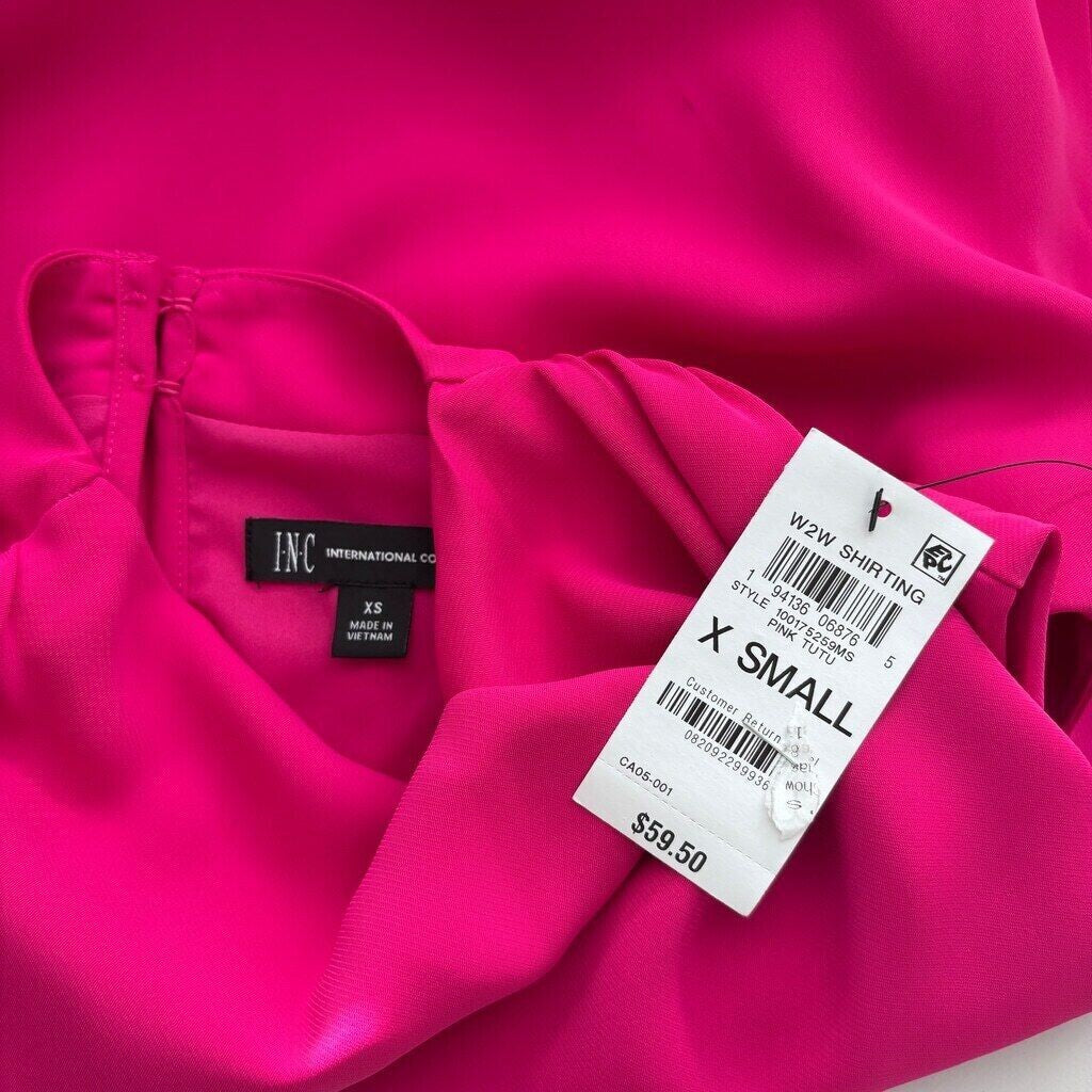 INC International Concepts Women's Hot Pink Sleeveless High Neck Blouse NWT