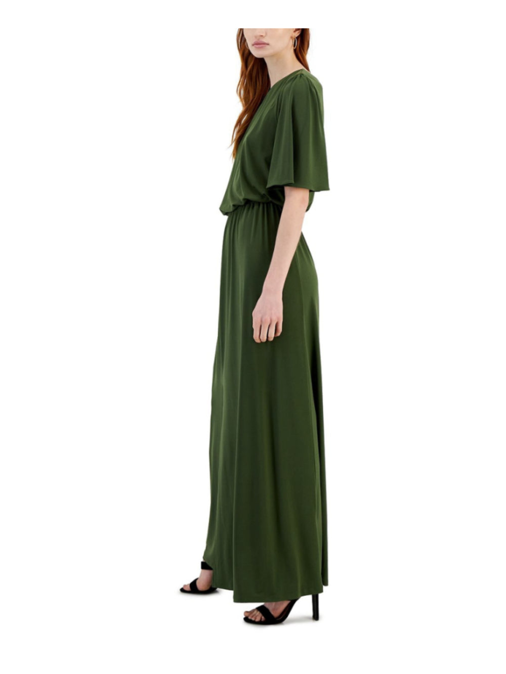 INC International Concepts Medium Dark Green One-Shoulder Maxi Dress NWT