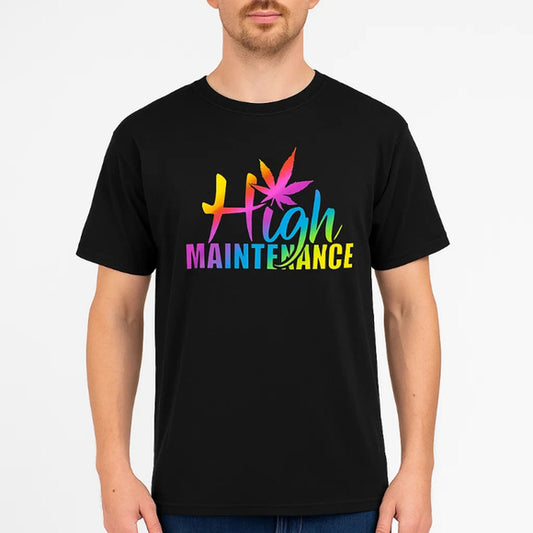 SHEIN Men's Small Graphic Tee High Maintenance Rainbow Print Black T-Shirt NWT