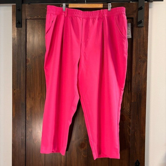On 34th Plus Size Hot Pink Solid Double Weave Ankle Dress Pants NWT