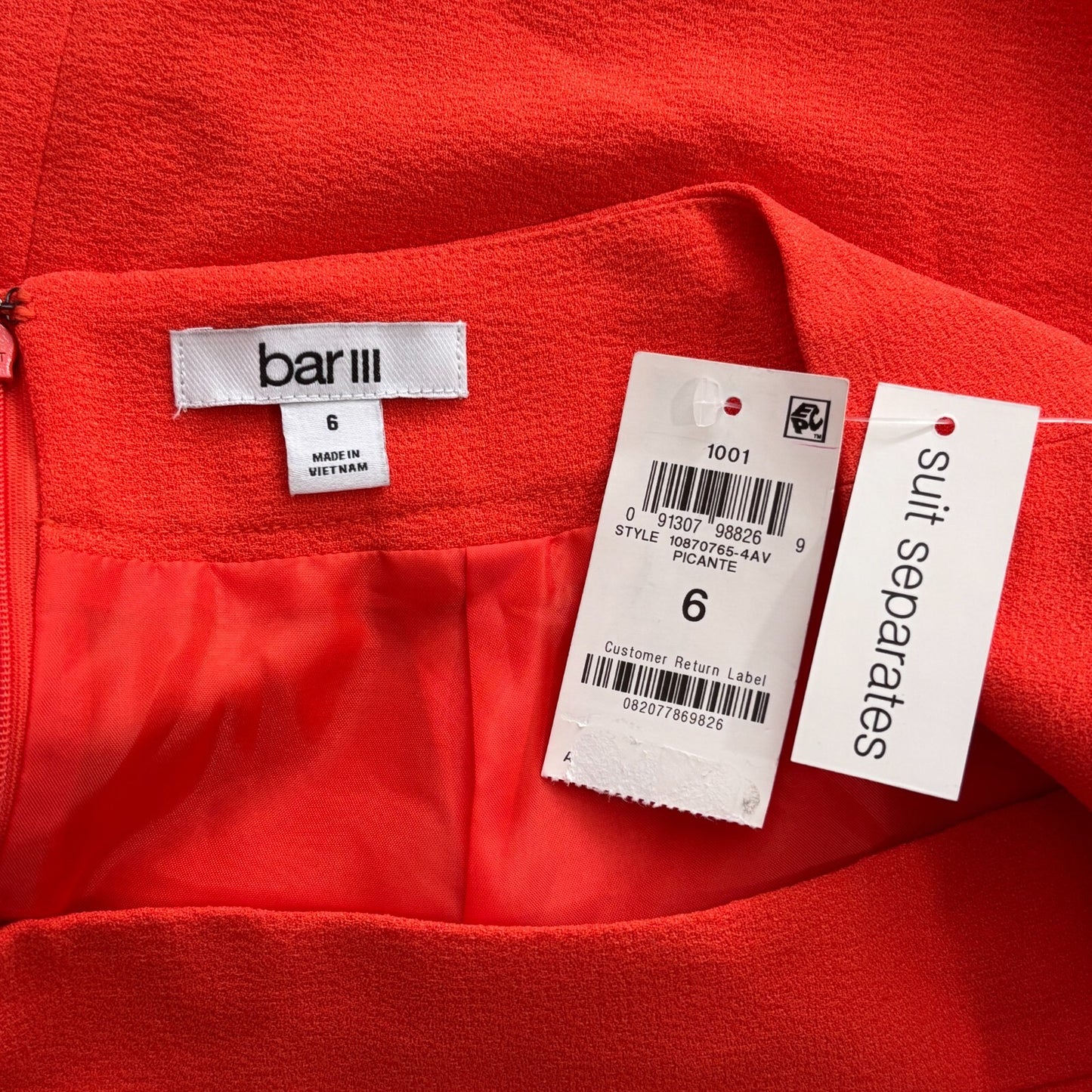 Bar III Women's Textured Crepe Orange Pencil Skirt NWT