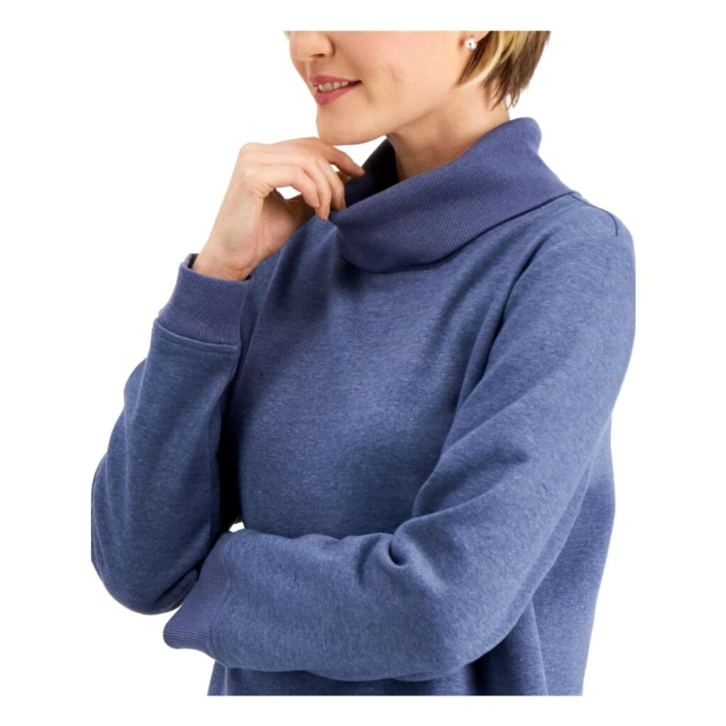 Karen Scott Women's XS 100% Cotton Blue Turtleneck Sweater NWT