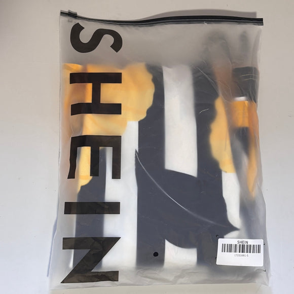 Shein Women's Size Small Floral A-Line Skirt, Striped and w/ Yellow Florals NIB