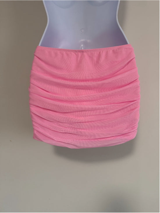 SHEIN Women's Small Pink Ruched Mesh Mini Skort Skirt Shorts NWT