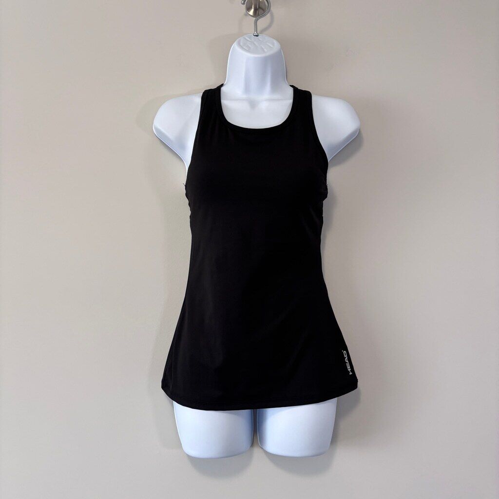 Head Women's Size XS Black Advantage Built-In-Bra Racerback Tank NWT