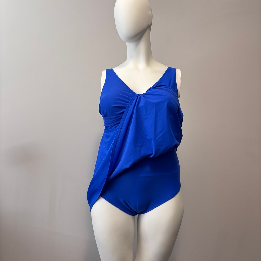 Raisins Curve Women's Plus Size 18W Blue Tummy-Control Swimdress / Swimsuit NWT