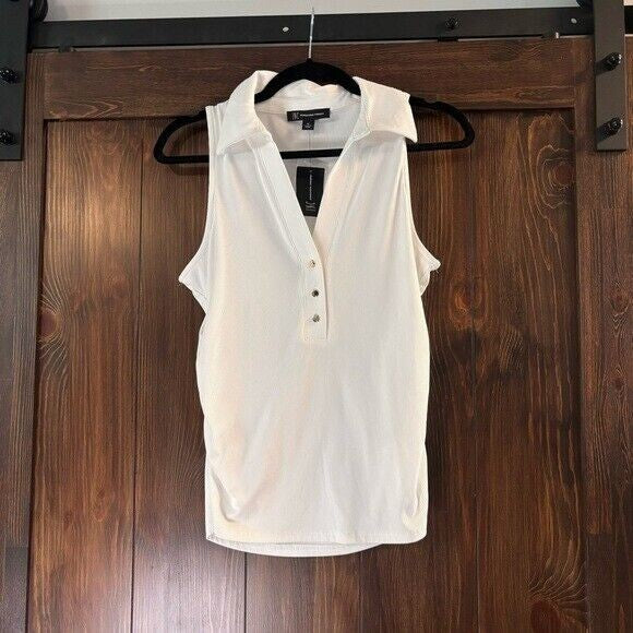 I.N.C. International Concepts Women's White Ribbed V-Neck Tank Top NWT