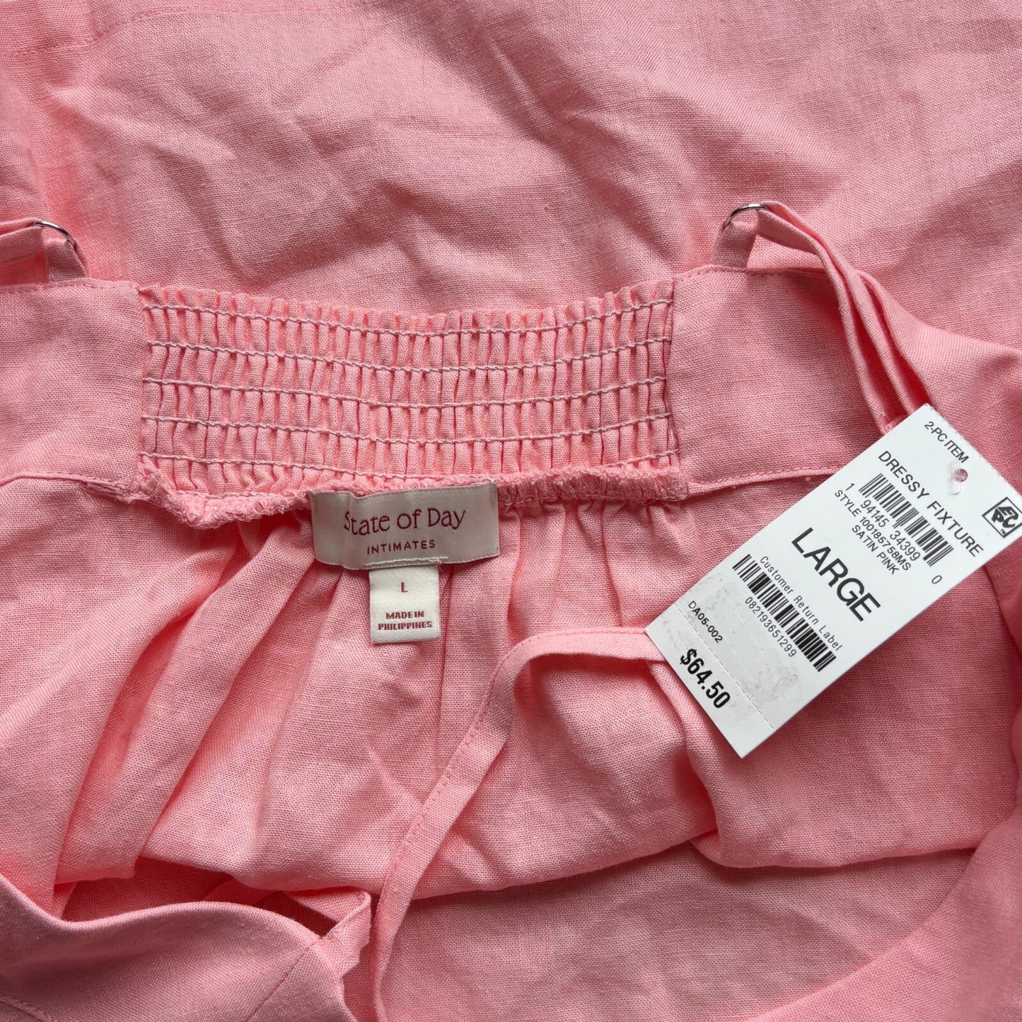 State of Day Women's Linen 2-Piece Pink Cami & Shorts Pajama Set NWT