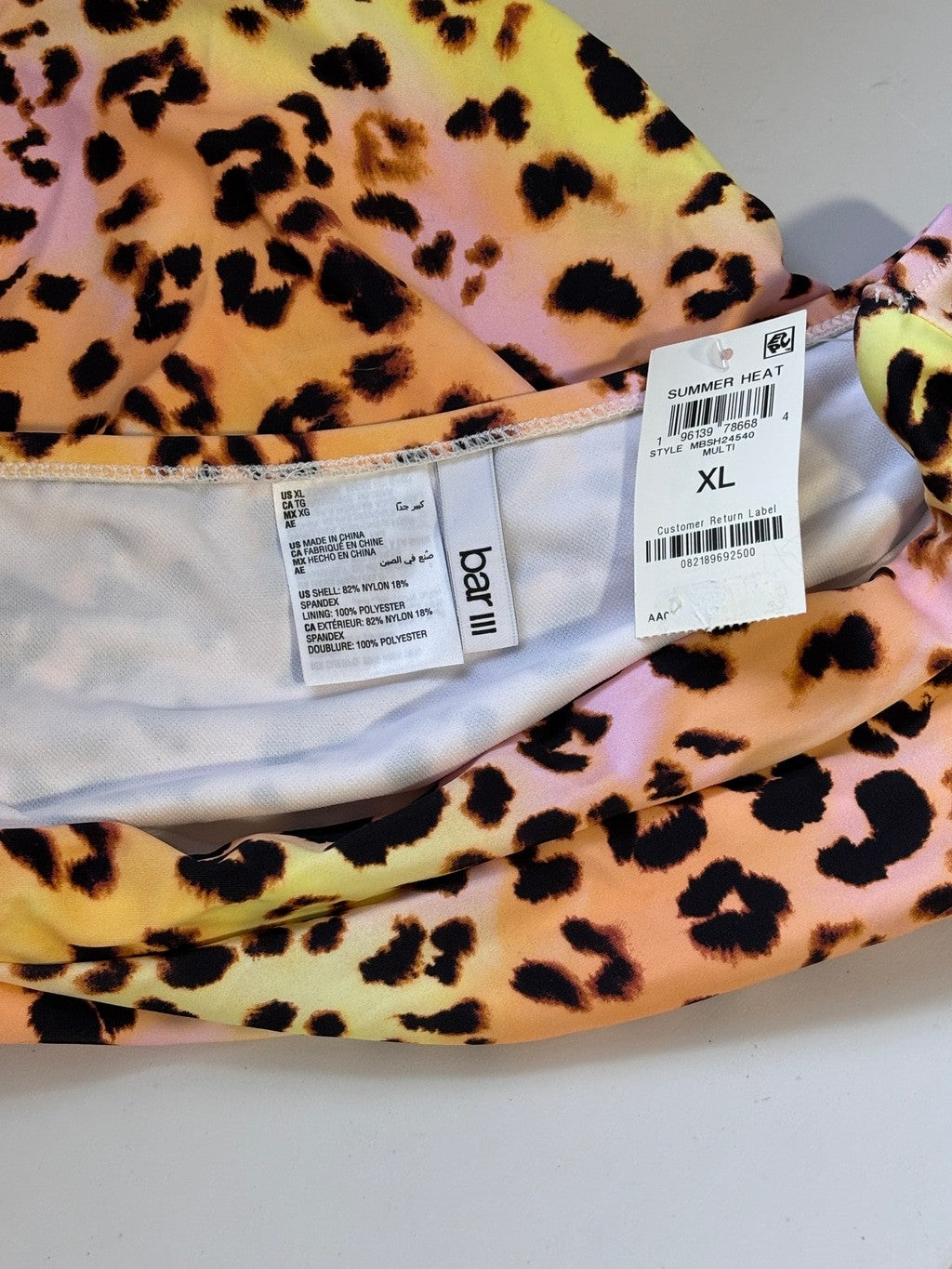 Bar III Size XL Multicolor Animal Print High Waist Bikini Bottoms NWT