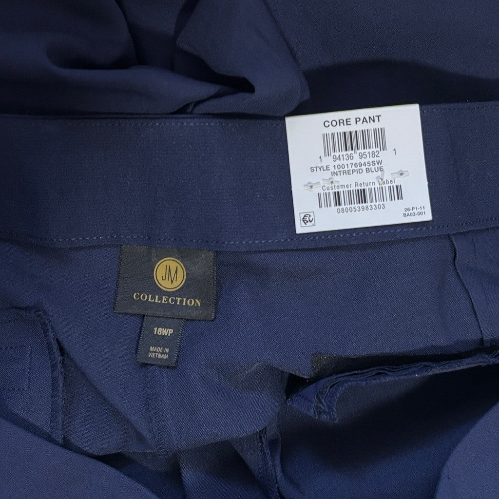 JM Collection Plus Size 18WP Curvy Fit Straight Leg Navy Blue Dress Pants NWT