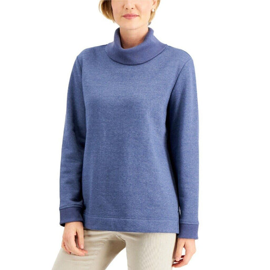 Karen Scott Women's XS 100% Cotton Blue Turtleneck Sweater NWT