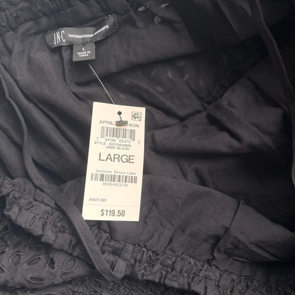 I.N.C. International Concepts Women's Large Cotton Eyelet Black Maxi Dress NWT