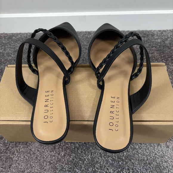 Journee Collection Women's Size 9 Black Olivea Braided Slides / Sandals NIB