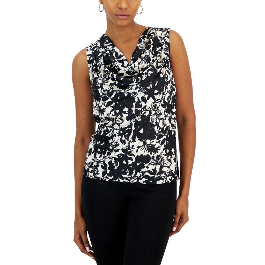 INC International Concepts Small Floral Printed Cowlneck Sleeveless Top NWT
