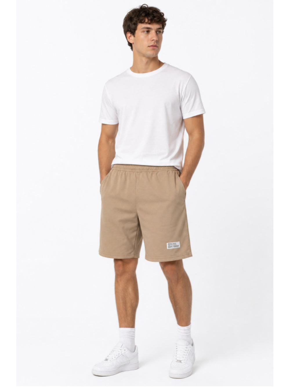Shein Men's Big and Tall 2XL Beige Elastic Waist Knit Shorts NWT