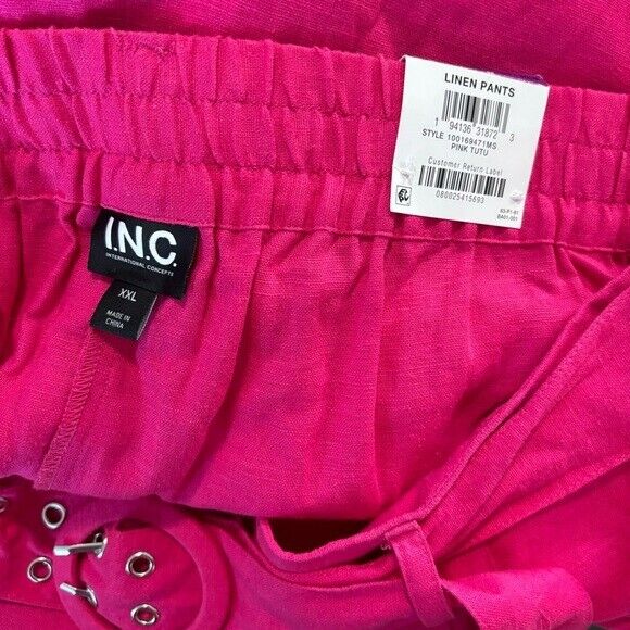 I.N.C. International Concepts Women's XXL Hot Pink Linen Cropped Wide-Leg Pants NWT