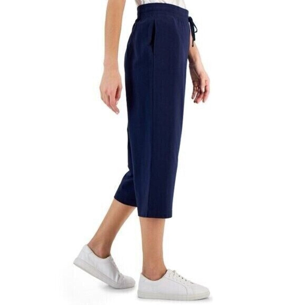 Karen Scott Knit Capri Pull on Navy Blue Capri Jogger / Sweat Pants NWT