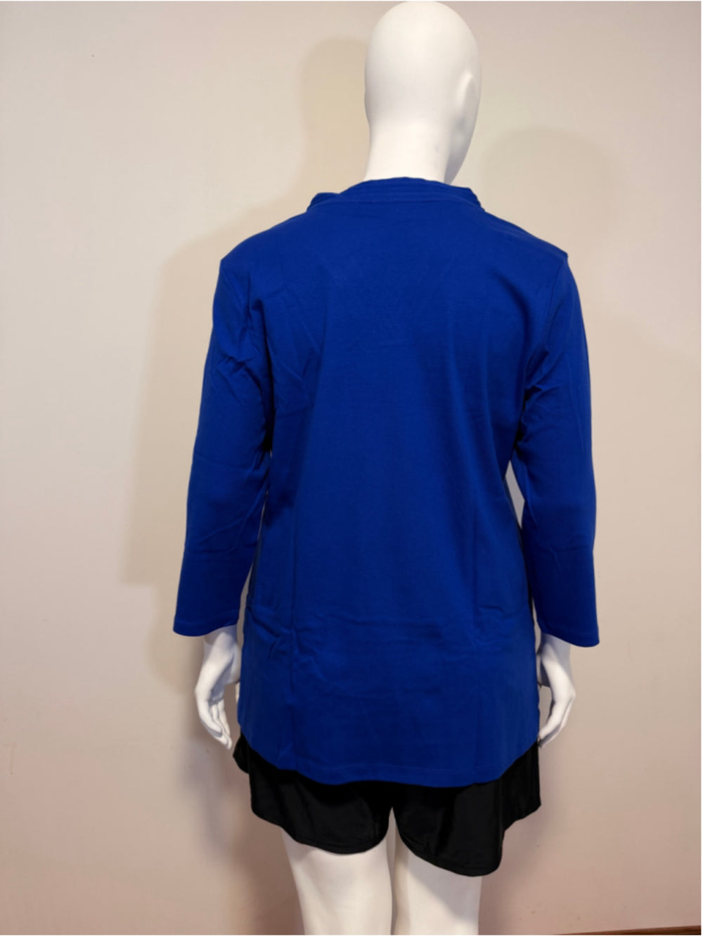Karen Scott Women's XXL 100% Cotton Cobalt Blue Tunic Top NWT