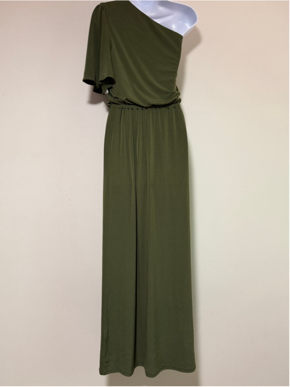 INC International Concepts Medium Dark Green One-Shoulder Maxi Dress NWT