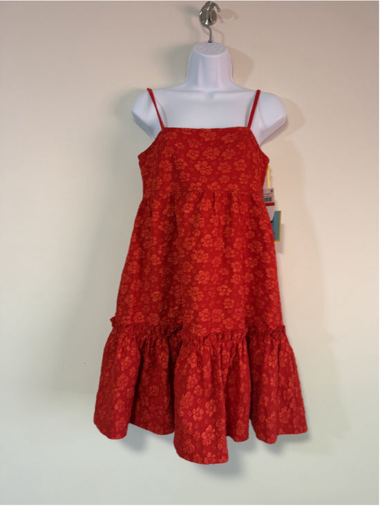 CeCe Women's XS Red Floral Textured Babydoll Square-Neck Midi Dress NWT